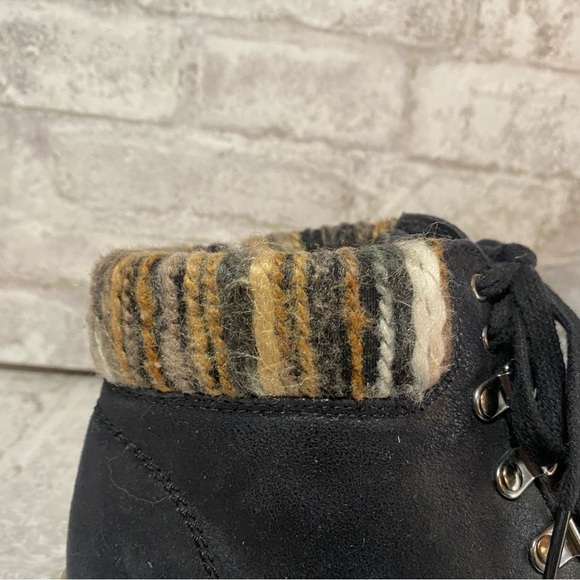 Cliffs by White Mountain Leather Black Fabric Cuffed Boots Women’s 8M - Picture 7 of 8